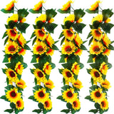 2/4x Artificial Sunflower Garland Decor Sunflower Vines Hanging Flowers Garland Green Plant
