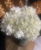 6pcs XL White Hydrangea Silk Flowers Bouquets, W/ Stem Faux Hydrangea