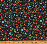 Cotton Shawl Dancers Flowers Floral Black Fabric Print by the Yard D143.27 Flowering Plants