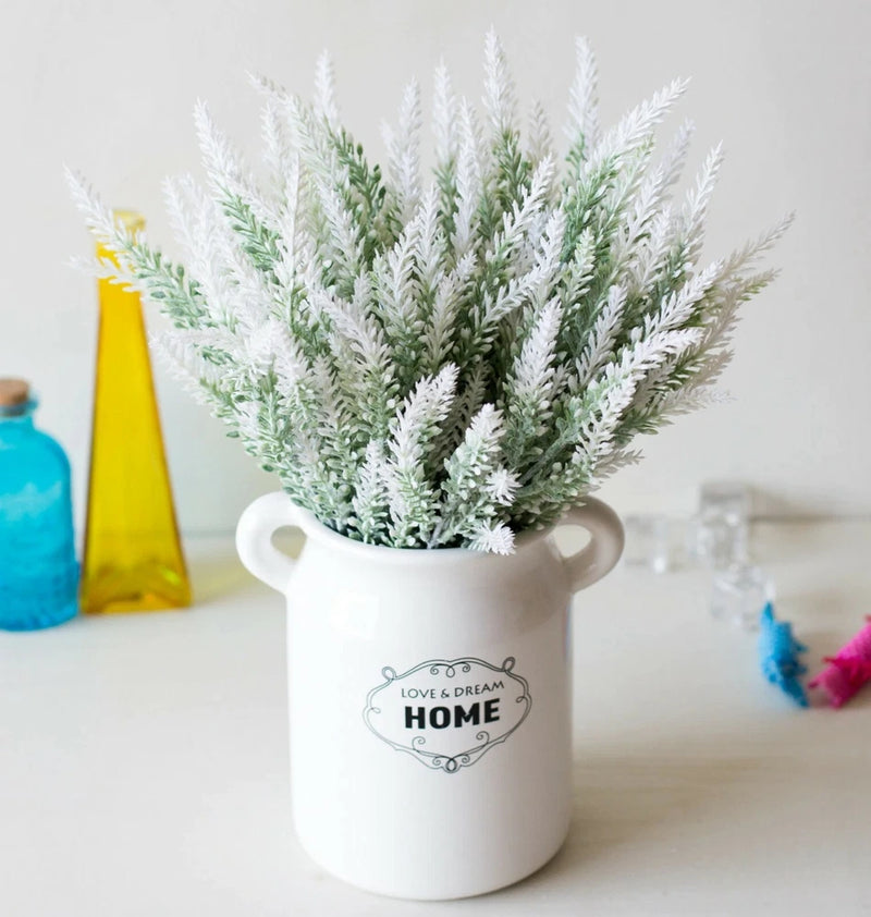 1 Bundle Romantic Branched Lavender Plastic Decorative Flowers for Home Wedding Green Plant
