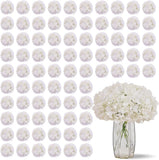 100 PCS Ivory Hydrangea Artificial Flowers, Faux Hydrangea Flowers Silk Full Flo Hydrangea
