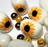Flower Beads Jewelry Making Sunflower Beads Brown Botanical Flower 40 pcs Sunflower