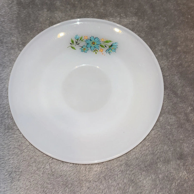 Fire King flower-pattern saucer with blue and green floral design