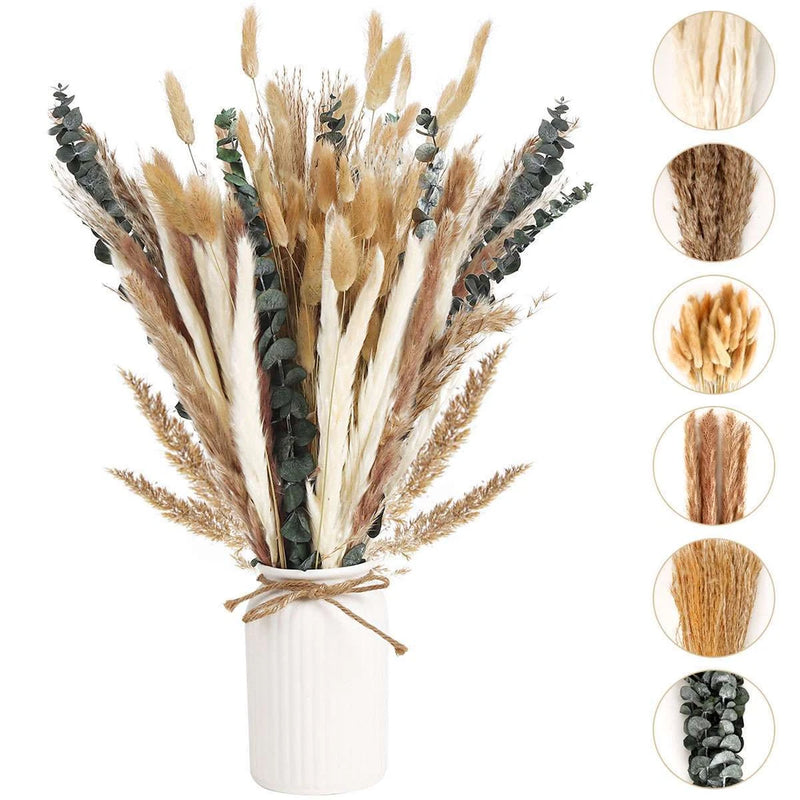 110PCS Pampas Grass Natural Dried Reed Flower Bunch Bouquets Home Wedding Decor Dried Flower