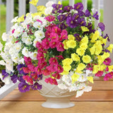 Artificial Outdoor Flowers 12 Bundles Faux Morning Glory Mix Flowering Plants