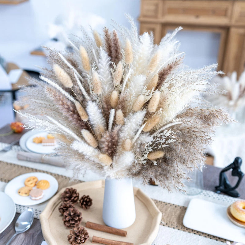150PCS Natural Pampas Grass Decor Bouquet | Boho Dried Floral Arrangement Cen... Pampas Grass