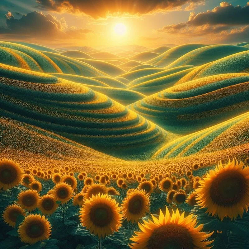 Huge Field of Sunflowers Sunflower Hills Valleys Terraces Poster Print 24 x 24 Sunflower