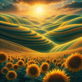 Huge Field of Sunflowers Sunflower Hills Valleys Terraces Poster Print 24 x 24 Sunflower