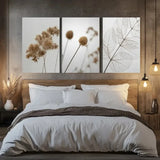 3pcs Minimalist Botanical Decor with Pampas Grass Metal Print Ready to Hang Art Pampas Grass