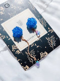 Handmade Hydrangea Flower Shape Mismatch Earrings, Floral Drop Earrings Hydrangea
