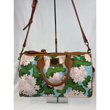 Dooney & Bourke Satchel Bag Shoulder Pink Blue Green Floral Hydrangea Print Hydrangea