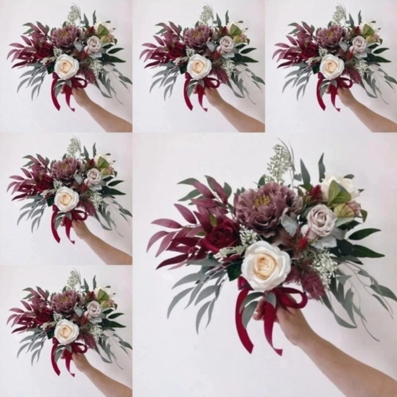 Wedding Bridal Burgundy Bouquets Bouquet