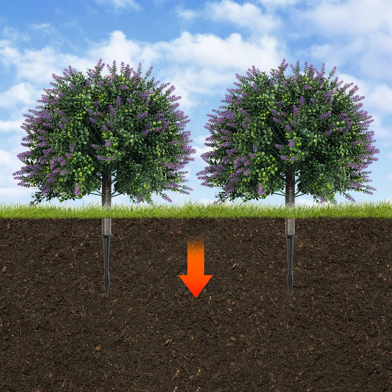 2Pcs Artificial Lavender Plants Artificial Plants with Ground Spikes USA Green Plant