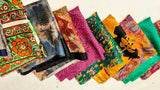 Huge Lot 100% Pure Silk Vintage Sari Fabric remnants scrap Bundle Quilting SL6 Flowering Plants