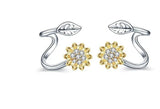 Sunflower leaf stud cuff earrings Sunflower