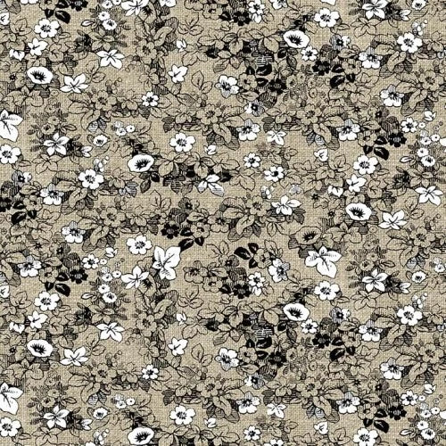 Michael Miller Farm Fresh  Cotton Fabric Floral Khaki Floral By the Yard Flowering Plants
