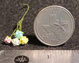 4 Half Open Carnations Yellow White Blue Pink Flower Garden Bouquet 1:12 0329 Carnation