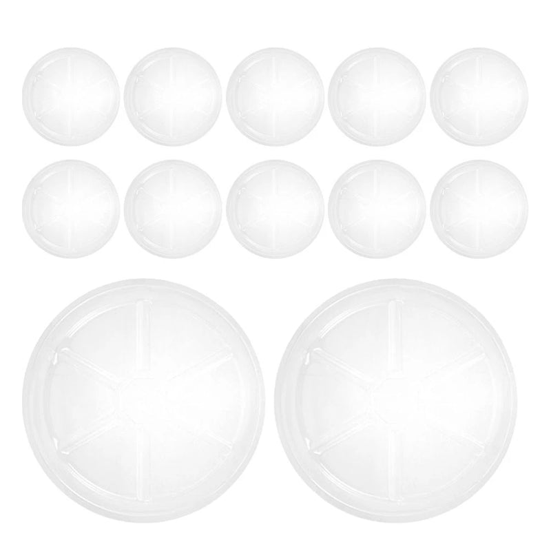 Clear round plant pot trays, set of 15, for indoor and outdoor plants