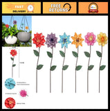 6 Pack Metal Flower Garden Stakes - Outdoor Yard Art, Weatherproof Decor for Law Garden Plants