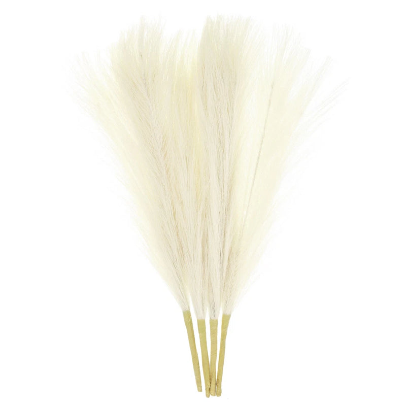4pcs Faux Pampas Grass 17 Inch 6 Stem Artificial Grass for Decor, Cream Pampas Grass