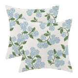 Blue Hydrangea Floral Pillow Covers 20x20 Inch Vintage Spring Flowers Throw P... Hydrangea