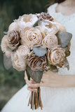 Natural Cream Bridal Bouquet Bark Skin Sola Wood Bridesmaid Beige Wedding Flower Bouquet