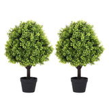 27.6''T 16''W Artificial Trees for Outdoors Set of 2 Potted Plants Boxwood To... Green Plant
