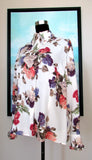 Vintage ESCADA Silk Chiffon Hydrangea Flower Blouse Shirt Sz 44 Hydrangea