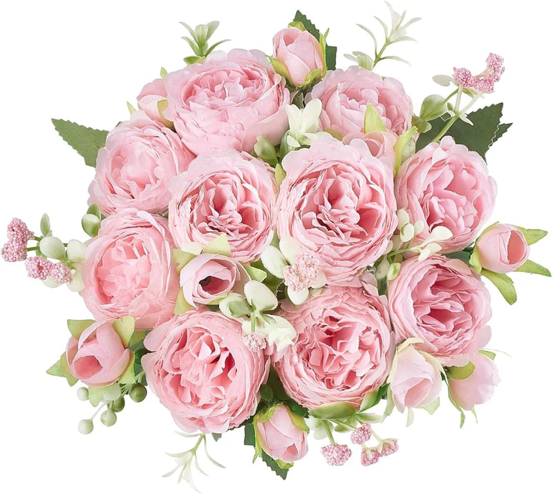 Mkono Peonies Artificial Flowers, Small Silk Flowers for Home Decor Indoor Fake Peony
