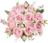 Mkono Peonies Artificial Flowers, Small Silk Flowers for Home Decor Indoor Fake Peony