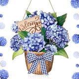 Spring Door Sign Hydrangea Flowers Spring Wreaths Decor Sign Summer Welcome Hydrangea