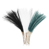 30 Pcs Faux Pampas Grass 52cm/20.5" Dried Pampas Grass, Blue Green/Black/White Pampas Grass