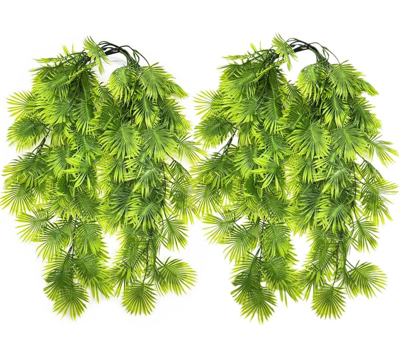 Artificial hanging fern vine plant with dense bright green fronds, faux ivy-style bunch