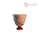70ml Retro Ceramic Handpainted Peony Flower Mouth Master Cup Tea Tasting Cup Peony