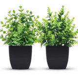 2 Pack Small Fake Black Plants for Home Bedroom Bathroom Kitchen Decor Green Plant