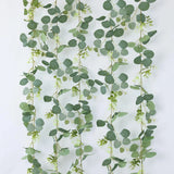 5 Packs 340" Artificial Vines Eucalyptus Garland Fake Vine with Silk Leaves G... Green Plant