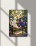 Hydrangea Flower Cat Whimsical Floral Home Decor Poster | 4x6 11x17 24x36 Hydrangea