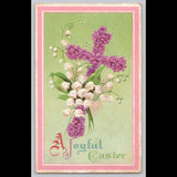 Antique Postcard A Joyful Easter Lilacs Lily of the Valley 1914 Lily
