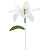 1-Pack Crochet Flowers, Knitted Artificial Wool Lily Flowers [White] Lily