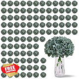 KISLOHUM 80 Sage Green Hydrangea Artificial Flowers, Silk Heads Hydrangea