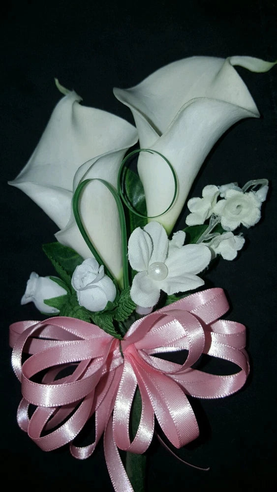 Wedding double or single calla lily mother's or grandma's corsage pink Lily