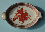HEREND CHINESE BOUQUET ORANGE RUST Antique Porcelain PEONY Flower Decor ASHTRAY Peony