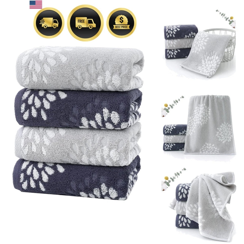 Hand Towels Set of 4 Hydrangea Floral Pattern 100% Cotton Absorbent Soft Deco... Hydrangea