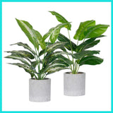 2 Pack Fake Plants Artificial Tropical Faux Plants Indoor for Office Desk Hom... Green Plant