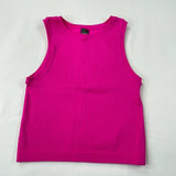 Express Body Contour Seamless Ribbed High Neck Tank Magenta Pink Womens L/XL Roses