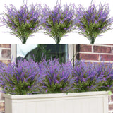 12 Bundles Outdoor Artificial Flowers Lavender Artificial Plants Fake Bushes ... Green Plant