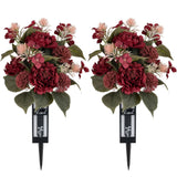 Red Cemetery Flowers for Grave 2 Pcs Peony Grave Flower Bouquets for Cemetery... Peony
