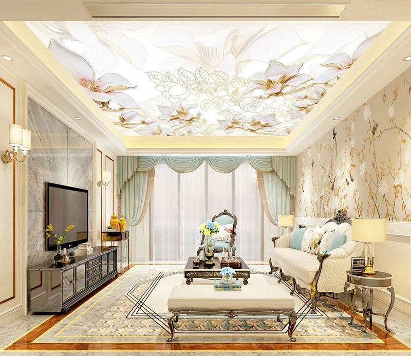 3D Lily Flower A5507 Ceiling WallPaper Murals Wall Print Decal Deco AJ WALL Fay Lily