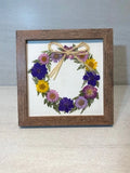 Handmade pressed real dried flower wreath in rustic wood grain frame Dried Flower