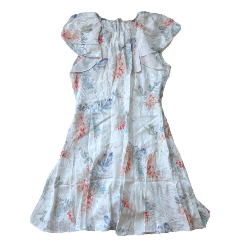 NWT Rebecca Taylor Hydrangea Floral in Snow Combo Silk Blend Short Dress 8 $395 Hydrangea